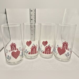 Vintage Homeland Glasses Home is Where the Heart is Glassware Set of 4 by Crisa
